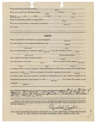 Lot #572 Elizabeth Taylor Document Filled Out and Signed Thrice as a 10-Year-Old - Image 3
