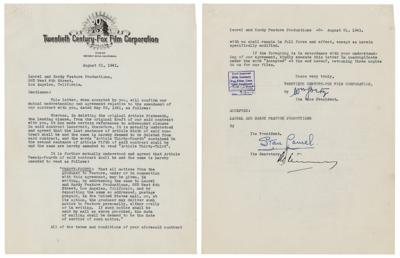 Lot #596 Stan Laurel and William Goetz Document Signed - Image 1