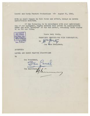 Lot #596 Stan Laurel and William Goetz Document Signed - Image 3