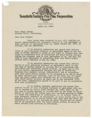 Lot #600 Ethel Merman and William Goetz Document Signed - Image 2