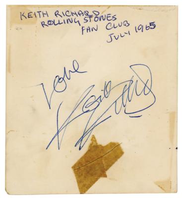 Lot #503 Rolling Stones: Keith Richards Signature and Hair Strand