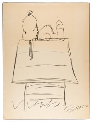 Lot #858 Charles Schulz Signed Oversized Original Sketch of Snoopy - Image 1