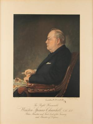 Lot #155 Winston Churchill Signed Print: 'Profile For Victory' by A. Egerton Cooper - Image 1