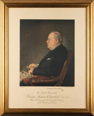 Lot #155 Winston Churchill Signed Print: 'Profile For Victory' by A. Egerton Cooper - Image 3