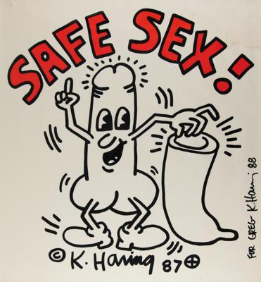 Lot #406 Keith Haring Signed 'Safe Sex!' Poster