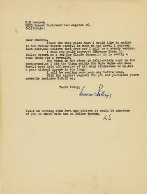Lot #472 Laurence Stallings Typed Letter Signed