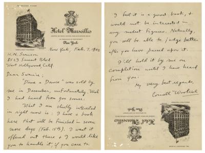 Lot #477 Cornell Woolrich Autograph Letter Signed