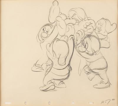 Lot #662 Sleepy, Happy, Sneezy, Bashful, and Grumpy production drawing from Snow White and the Seven Dwarfs