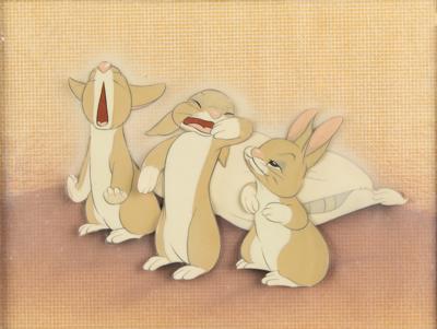 Lot #667 Three bunnies and pillow production cels from Snow White and the Seven Dwarfs