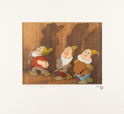 Lot #668 Doc, Sneezy, and Happy production cel from Snow White and the Seven Dwarfs - Image 2
