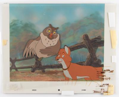 Lot #771 Tod and Big Mama production cels on a preliminary production background from The Fox and the Hound - Image 1