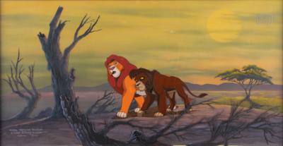 Lot #803 Simba and Scar production key master background set-up from The Lion King II: Simba's Pride - Image 1