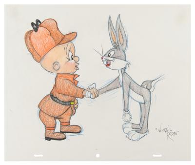 Lot #831 Bugs Bunny and Elmer Fudd original drawing by Virgil Ross
