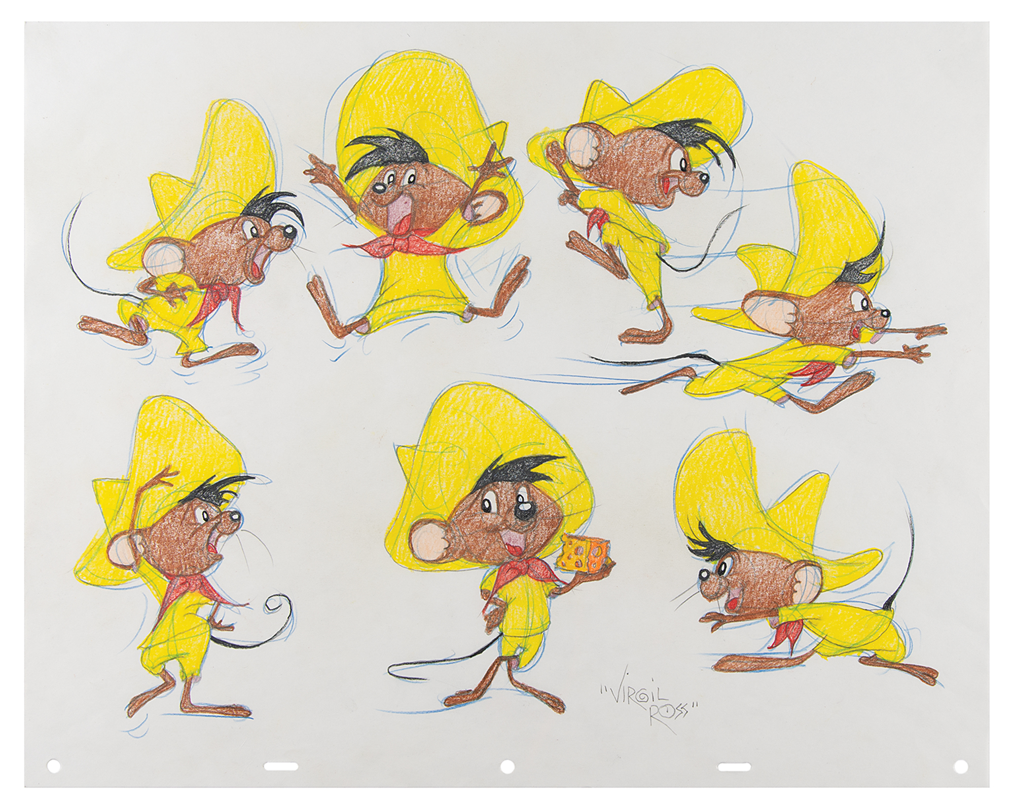 Original Warner Brothers Virgil Ross Model Sheet Animation Drawing fea –