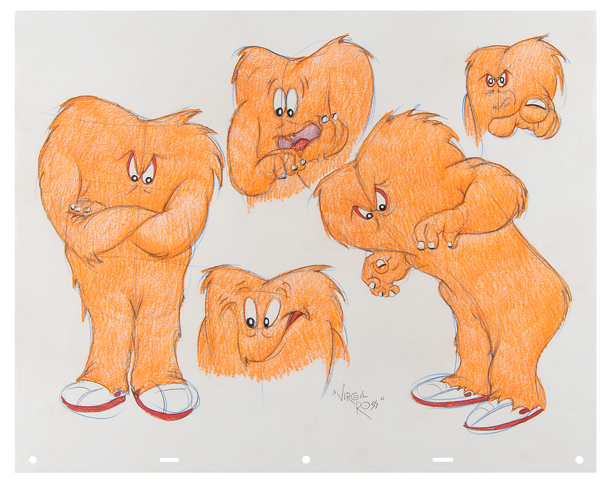 Original Warner Brothers Virgil Ross Model Sheet Animation Drawing