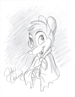 Lot #845 John Pomeroy publicity drawing of Mrs. Brisby from The Secret of NIMH - Image 1