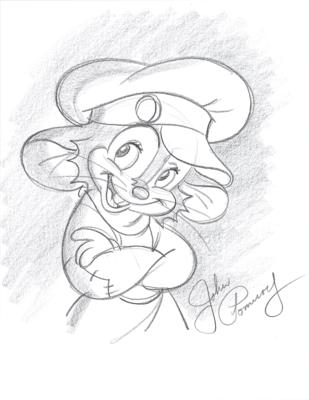 Lot #866 John Pomeroy publicity drawing of Fievel Mousekewitz from An American Tail - Image 1