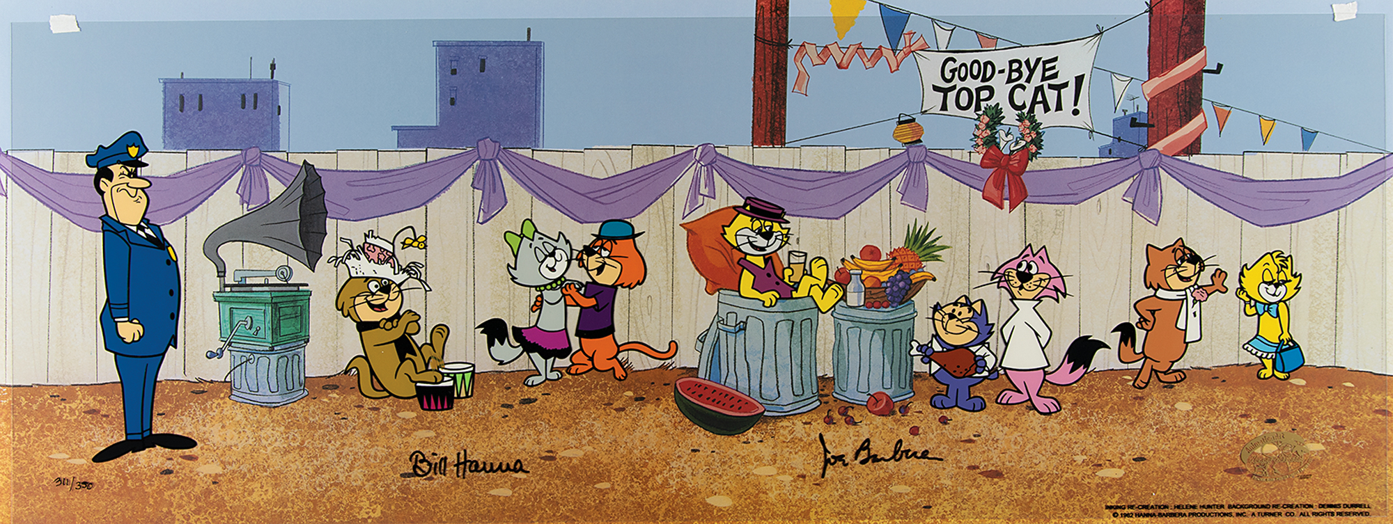 Lot #854 Top Cat limited edition cel signed by Bill Hanna and Joe Barbera