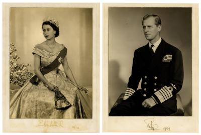 Lot #167 Queen Elizabeth II and Prince Philip Signed Photographs