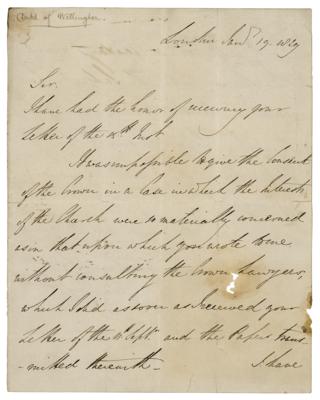 Lot #359 Duke of Wellington Autograph Letter Signed - Image 1