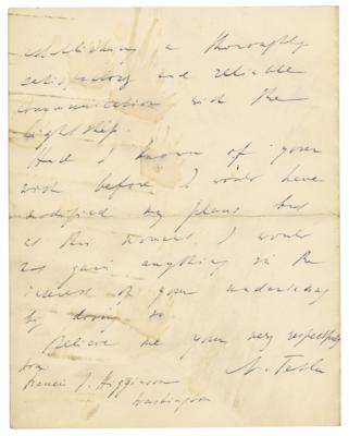 Lot #150 Nikola Tesla Autograph Letter Signed - Image 3