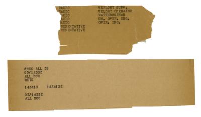 Lot #387 Mercury-Redstone 3: Freedom 7 (2) Canary Island Teletype Printout Sheets