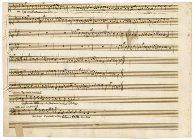 Lot #481 Wolfgang Amadeus Mozart Handwritten Musical Manuscript - Image 4