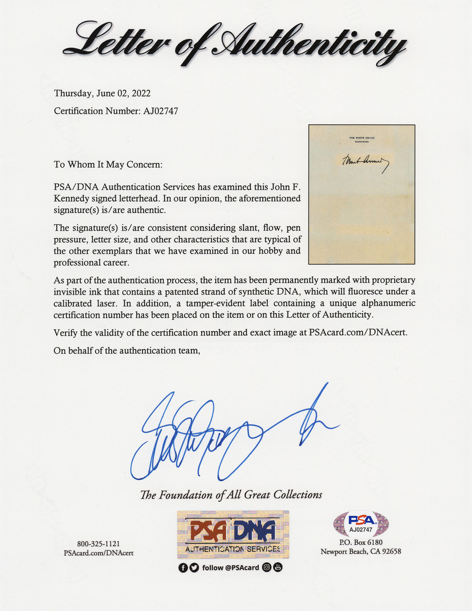 Lot #30 John F. Kennedy Signature - Image 2