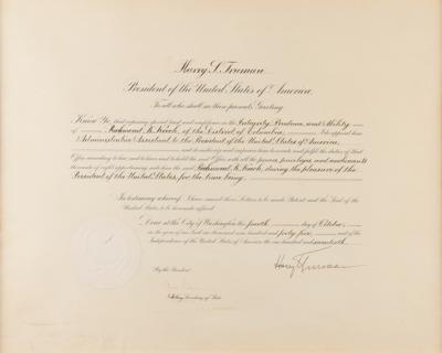 Lot #107 Harry S. Truman Document Signed as President - Image 2