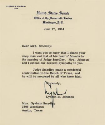 Lot #85 Lyndon B. Johnson Typed Letter Signed