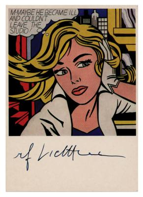 Lot #419 Roy Lichtenstein Signed Postcard