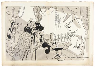 Lot #730 Hank Porter publicity artwork of Mickey Mouse, Goofy, Donald Duck, and Jose Carioca for a Disney Studios distributor - Image 1