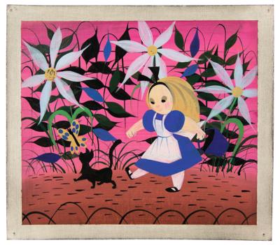 Lot #813 Mary Blair concept painting of Alice and Dinah from Alice in Wonderland - Image 1