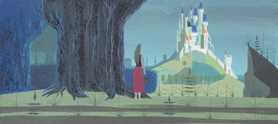 Lot #817 Eyvind Earle concept painting of Briar Rose and castle from Sleeping Beauty