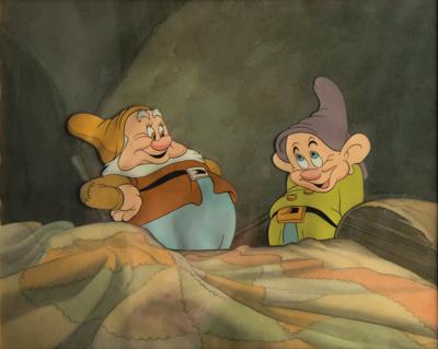 Lot #679 Dopey and Happy production key master background set-up from Snow White and the Seven Dwarfs - Image 1