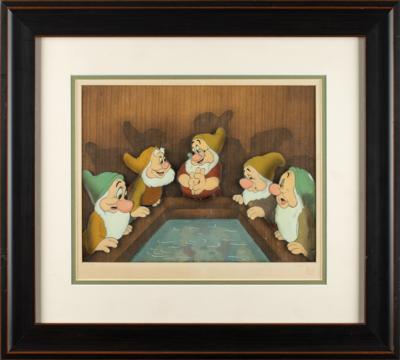 Lot #680 Bashful, Happy, Doc, Sneezy, and Sleepy production cel set-up from Snow White and the Seven Dwarfs - Image 2