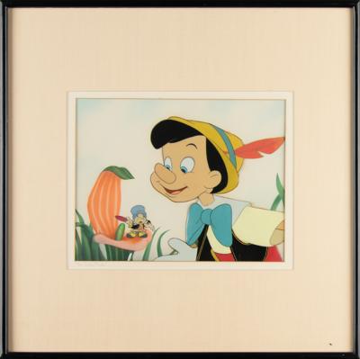 Lot #719 Pinocchio and Jiminy Cricket production cel set-up from Pinocchio - Image 2
