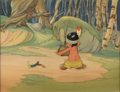 Lot #659 Little Hiawatha and grasshopper production cels and hand-painted background from Little Hiawatha - Image 1
