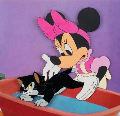 Lot #731 Minnie Mouse and Figaro production cel from Bath Day - Image 2