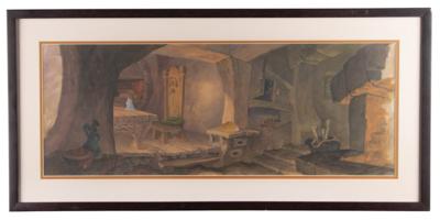 Lot #776 Taran's house hand-painted panorama master background from The Black Cauldron - Image 2