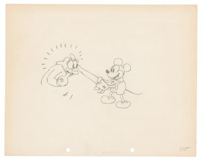 Lot #642 Mickey Mouse and Pig production drawing from The Whoopee Party - Image 1