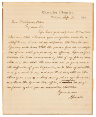 Lot #3006 Abraham Lincoln Autograph Letter Signed as President
