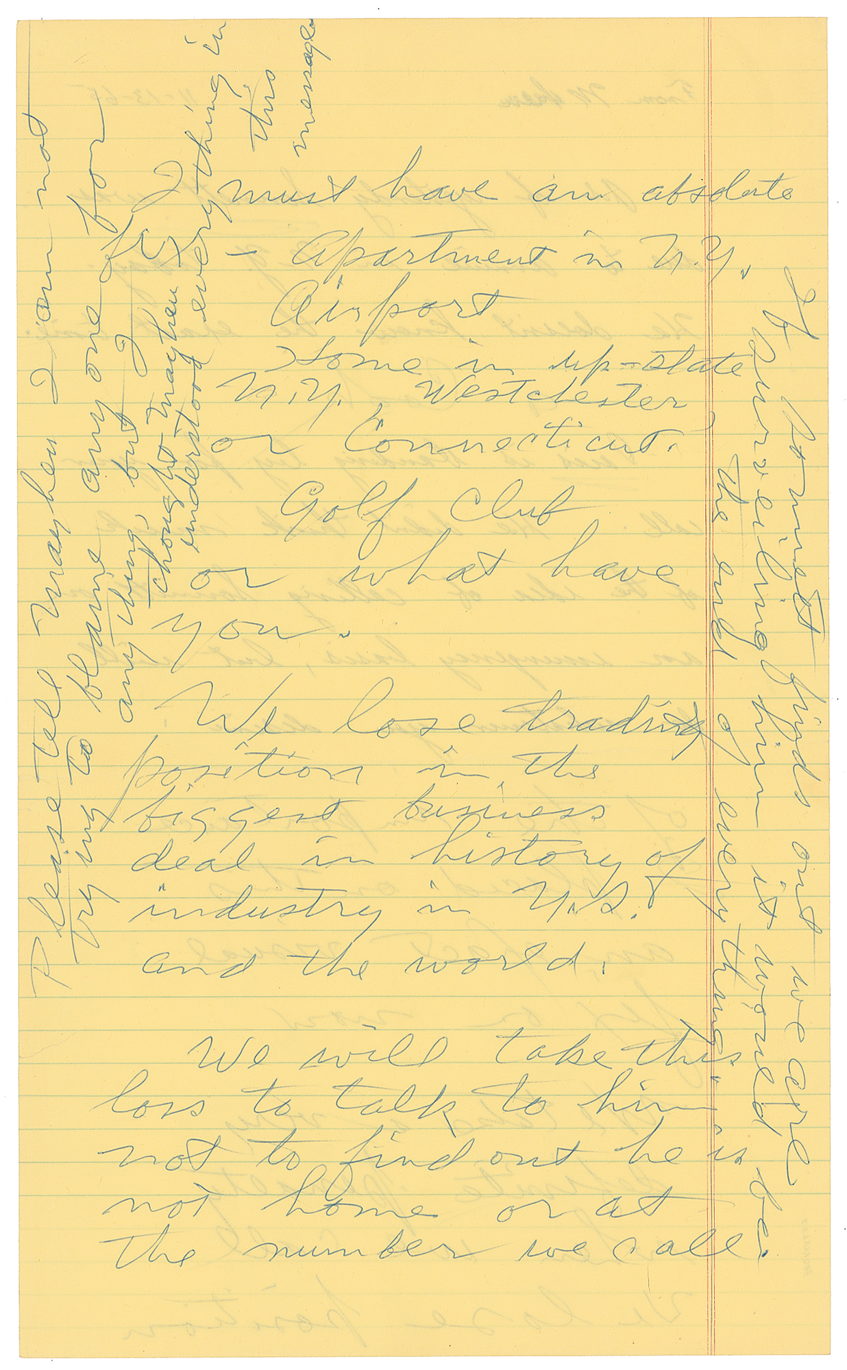 Lot #3042 Howard Hughes Handwritten Notes