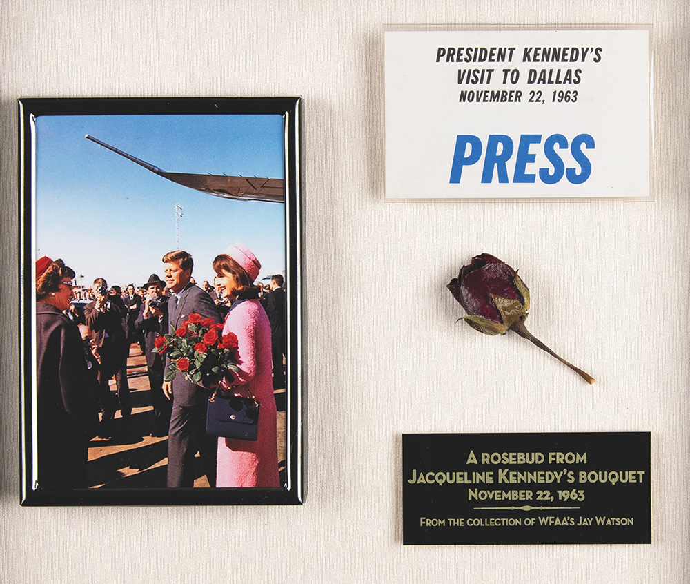 Lot #3007 John F. Kennedy Assassination: Rosebud from Jackie's Bouquet and Jay Watson's Press Pass - Image 2