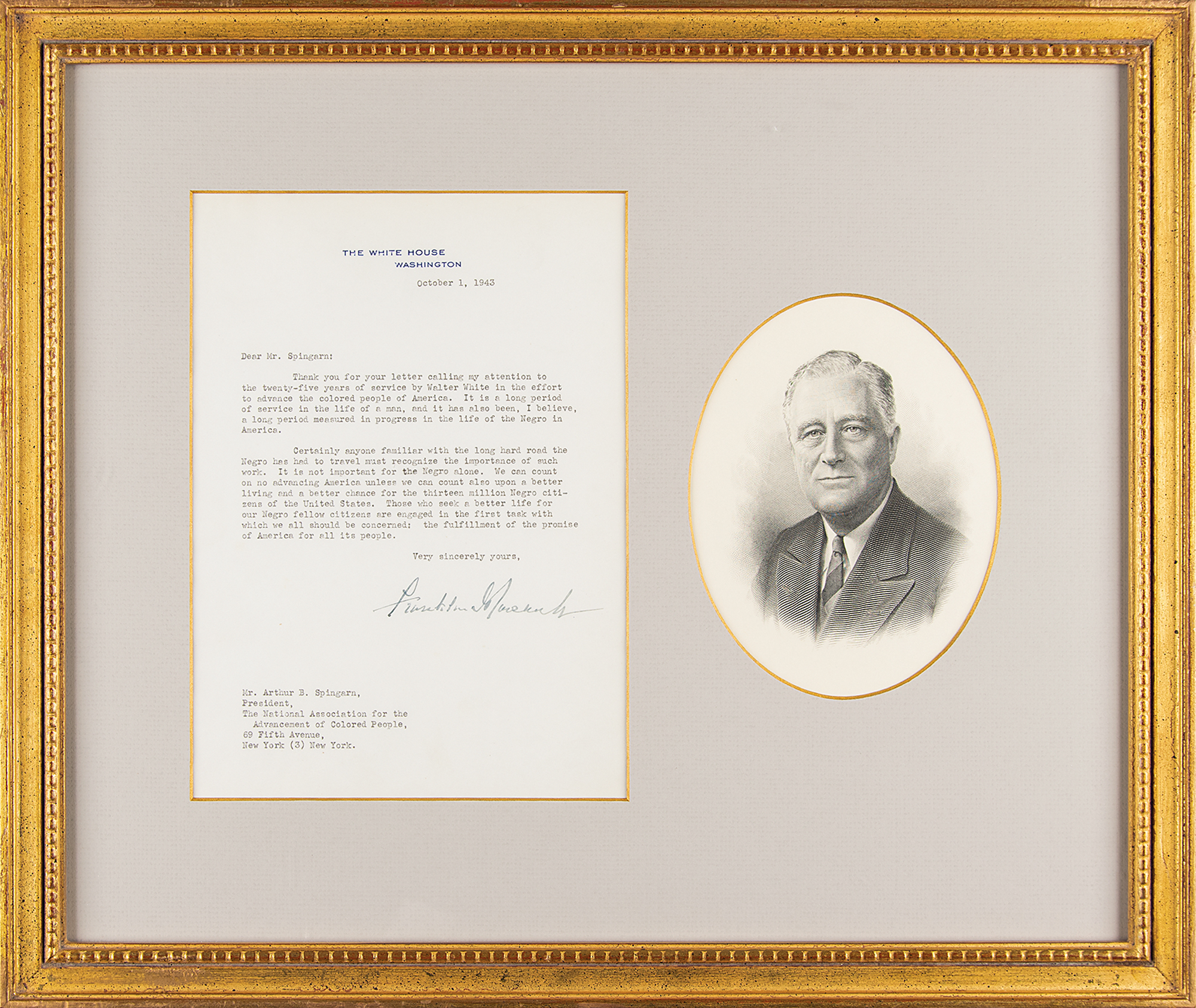 Lot #3010 Franklin D. Roosevelt Typed Letter Signed as President