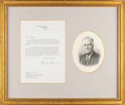 Lot #3010 Franklin D. Roosevelt Typed Letter Signed as President