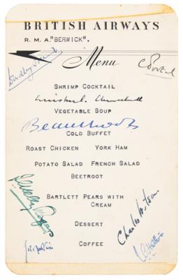Lot #3013 Winston Churchill Signed Menu and Used