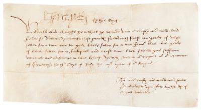Lot #3050 King Henry VIII Document Signed