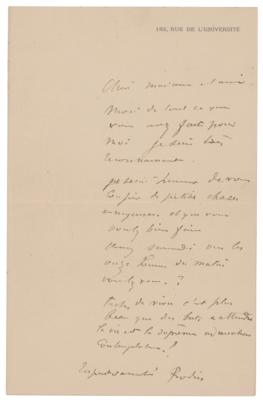 Lot #423 Auguste Rodin Autograph Letter Signed - Image 1