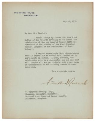 Lot #12 Franklin D. Roosevelt Typed Letter Signed as President on Star Spangled Banner